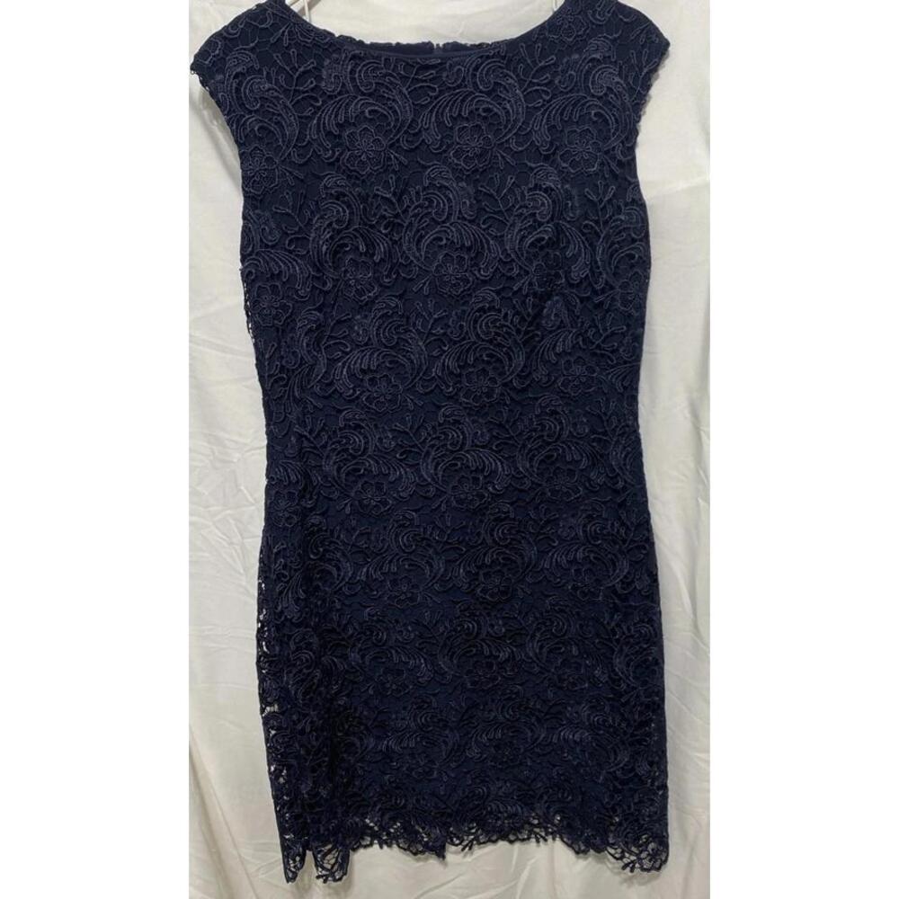Ralph Lauren Womens Dress Floral Lace Cap Sleeve Cocktail Blue Size 8